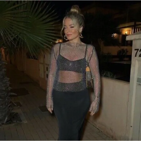 Zara Rhinestone Mesh Top NWT - Picture 8 of 9